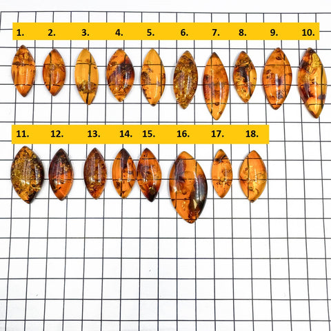 Cognac Amber Marquise Shape Cabochons