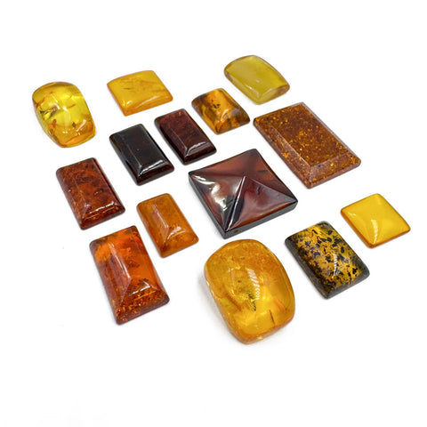 Cognac Amber Rectangular Free Shape Cabochons