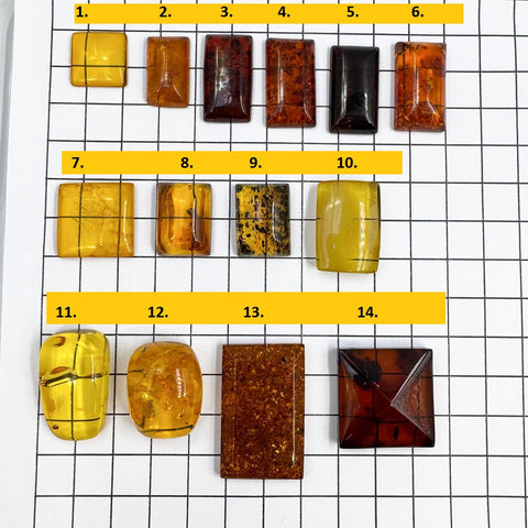 Cognac Amber Rectangular Free Shape Cabochons