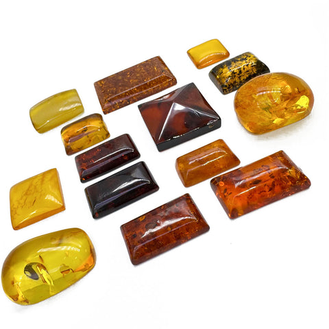 Cognac Amber Rectangular Free Shape Cabochons