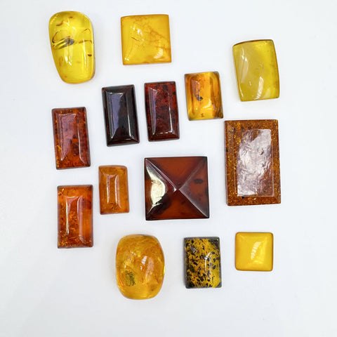 Cognac Amber Rectangular Free Shape Cabochons
