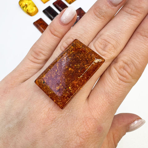 Cognac Amber Rectangular Free Shape Cabochons