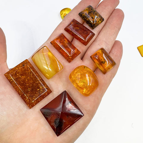 Cognac Amber Rectangular Free Shape Cabochons