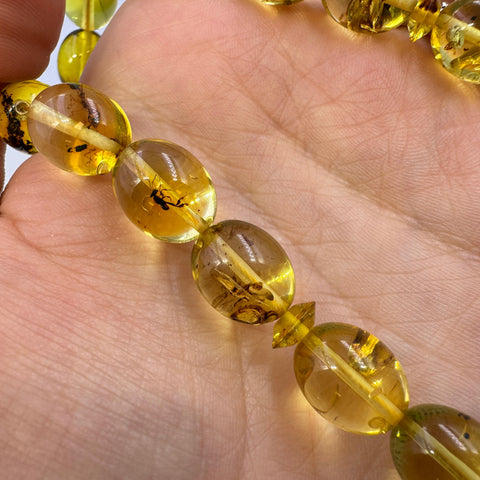 Natural Amber Egg Shape 13x10 mm Islamic Prayer Beads With Insects