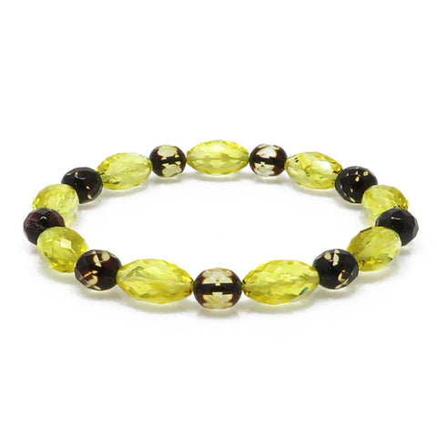 Multi-Color Amber Faceted Beads Stretch Bracelet