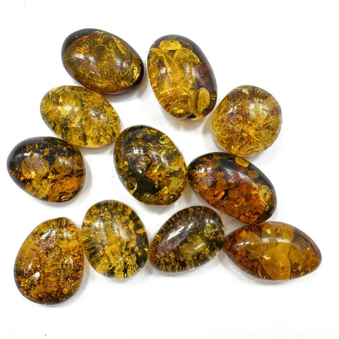 "Earth Stone" Green Amber Free Shape Cabochons