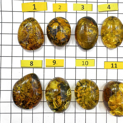 "Earth Stone" Green Amber Free Shape Cabochons