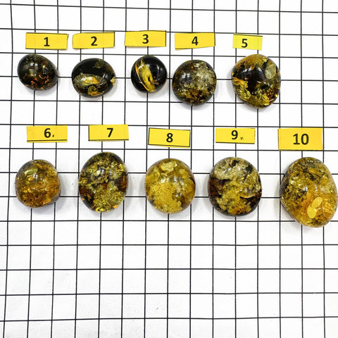 "Earth Stone" Green Amber Free Shape Cabochons