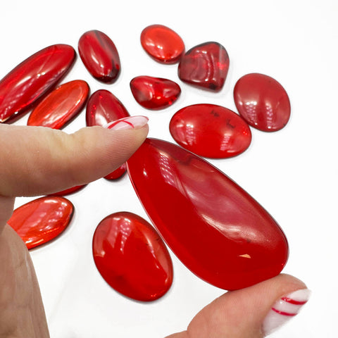 Red  Amber Free Shape Cabochons