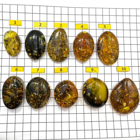 "Earth Stone" Green Amber Free Shape Cabochons