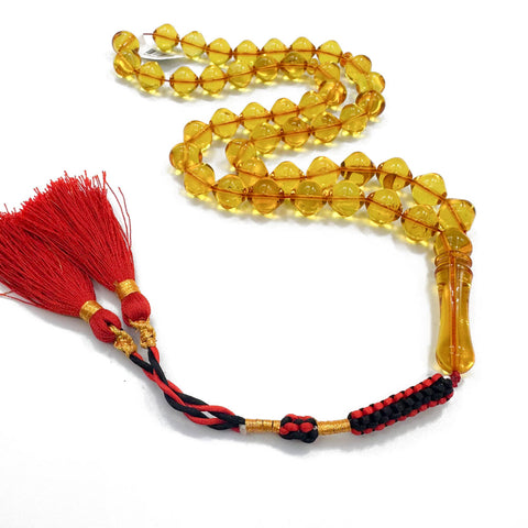 Transparent Amber Istanbul Cut Islamic Prayer Beads