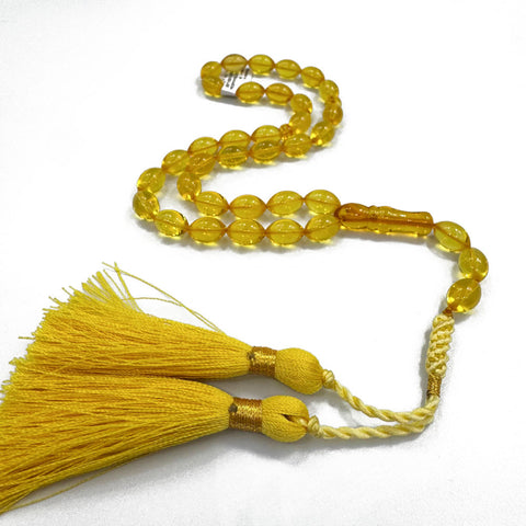 Transparent Amber Olive Shape 7.5 mm Islamic Prayer Beads