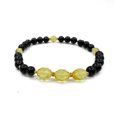 SPARKLING ELEGANCE Multi-Color Amber Faceted Olive Beads Stretch Bracelet