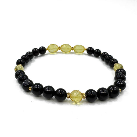 SPARKLING ELEGANCE Multi-Color Amber Faceted Olive Beads Stretch Bracelet