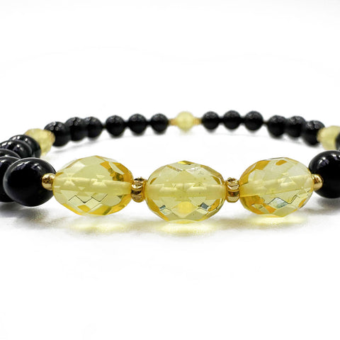 SPARKLING ELEGANCE Multi-Color Amber Faceted Olive Beads Stretch Bracelet