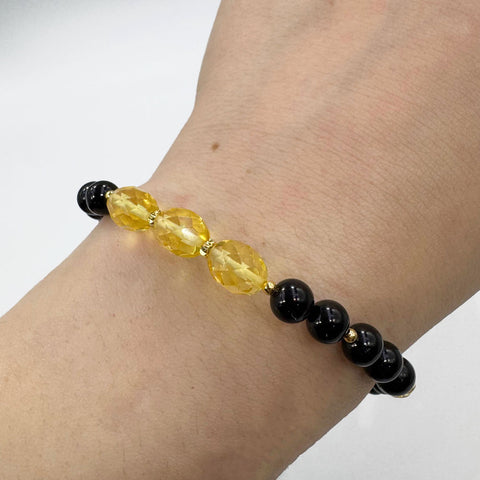 SPARKLING ELEGANCE Multi-Color Amber Faceted Olive Beads Stretch Bracelet