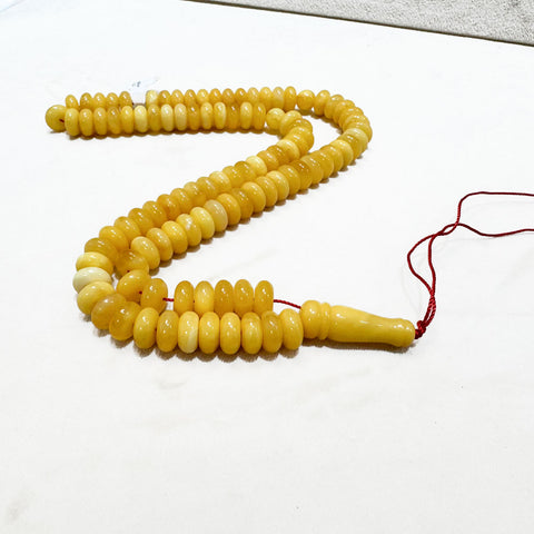 Yellow Amber Tablet Shape 10x5 mm Islamic Prayer Beads