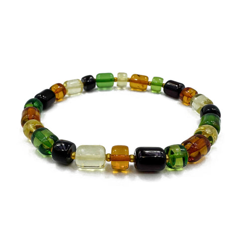 Multi-Color Amber Barrel Stretch Bracelet