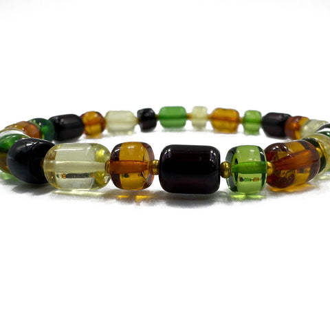 Multi-Color Amber Barrel Stretch Bracelet
