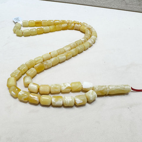 White With Yellow Amber Barrel Shape 8.5 mm Islamic Prayer