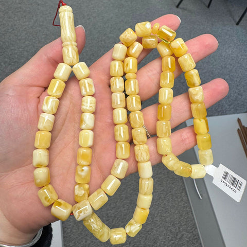 White With Yellow Amber Barrel Shape 8.5 mm Islamic Prayer