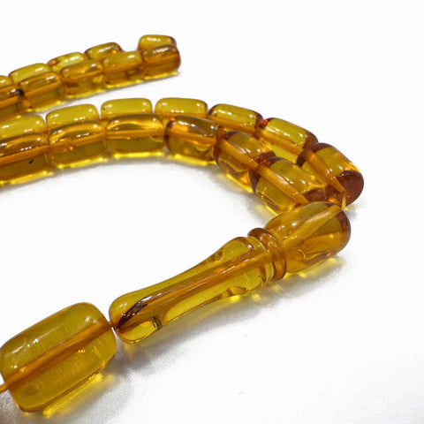 Transparent Amber Barrel Shape 10 mm Islamic Prayer Beads