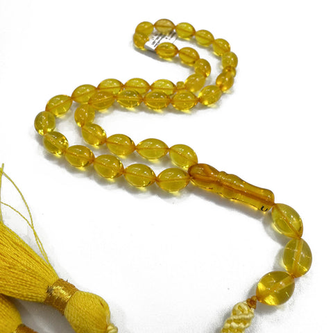 Transparent Amber Olive Shape 7.5 mm Islamic Prayer Beads