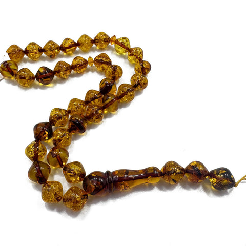 BA Green Amber Istanbul Cut Islamic Prayer Beads