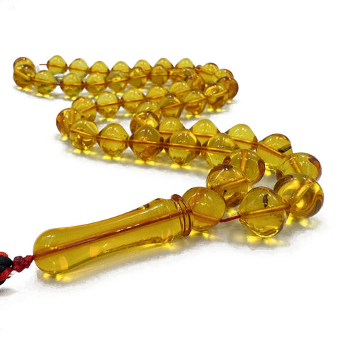Transparent Amber Istanbul Cut Islamic Prayer Beads