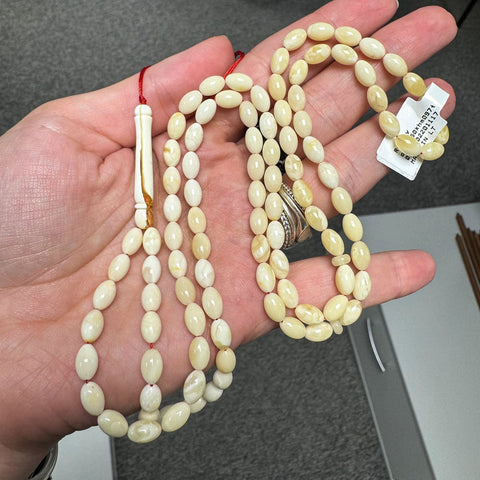 White Amber Olive Shape 5 mm Islamic Prayer Beads