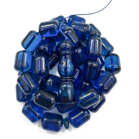 Blue Amber Barrel Shape Beads 12 mm Islamic Prayer Beads