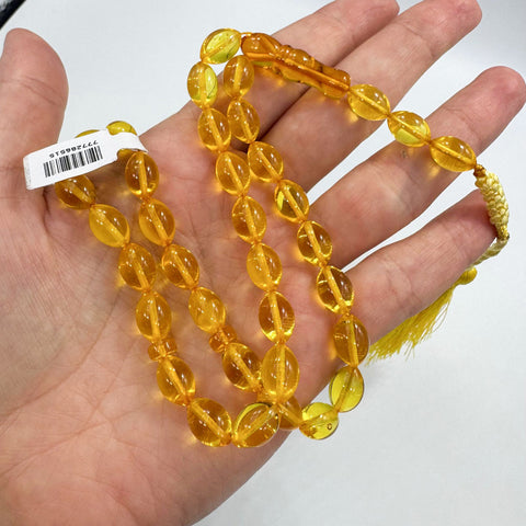 Transparent Amber Olive Shape 7.5 mm Islamic Prayer Beads