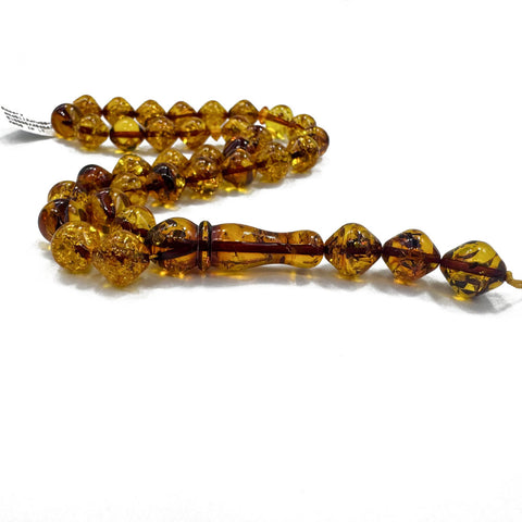 BA Green Amber Istanbul Cut Islamic Prayer Beads