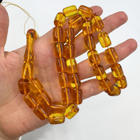 Transparent Amber Barrel Shape 10 mm Islamic Prayer Beads