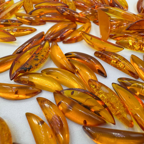 Cognac Amber Calibrated Marquise Cabochons 10pcs
