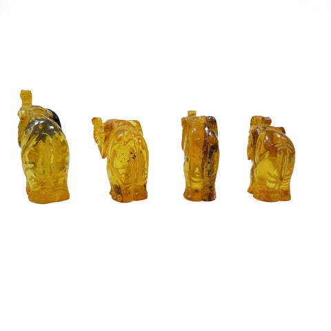 Fossil Amber Carved Elephant Figurine