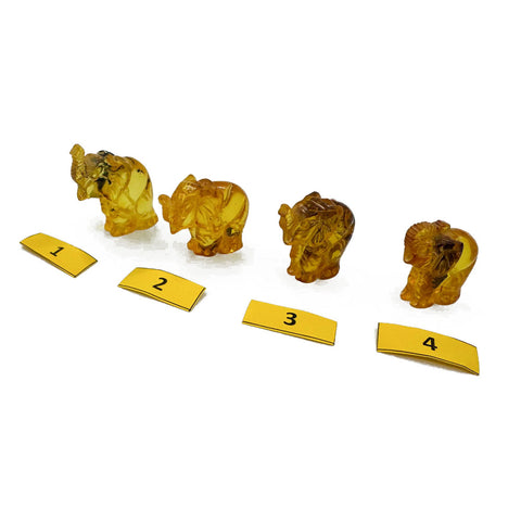 Fossil Amber Carved Elephant Figurine