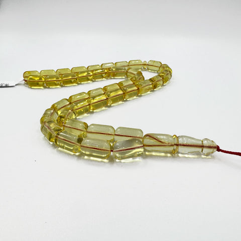 Transparent Amber Barrel Shape 9 mm Islamic Prayer Beads