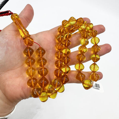 Transparent Amber Istanbul Cut Islamic Prayer Beads