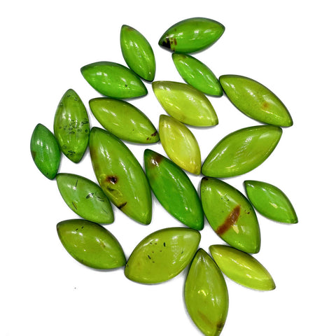 Green Amber Handmade Marquise Shape Cabochons