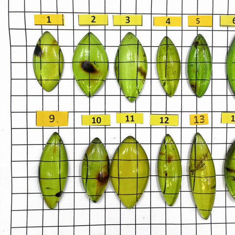 Green Amber Handmade Marquise Shape Cabochons