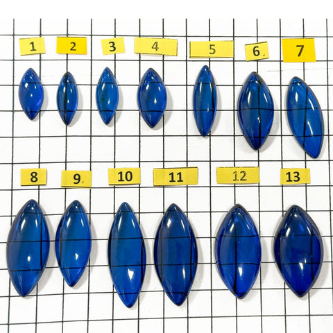 Blue Amber Marquise Shape Cabochons