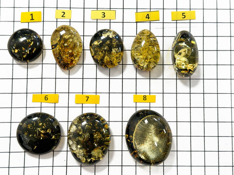 "Earth Stone" Green Amber Free Shape Cabochons