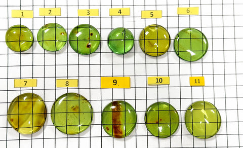 Green Amber Handmade Round Shape Cabochons