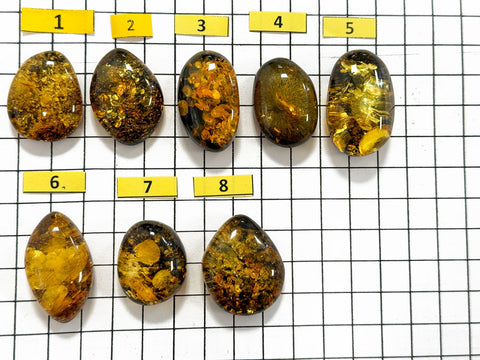 "Earth Stone" Green Amber Free Shape Cabochons