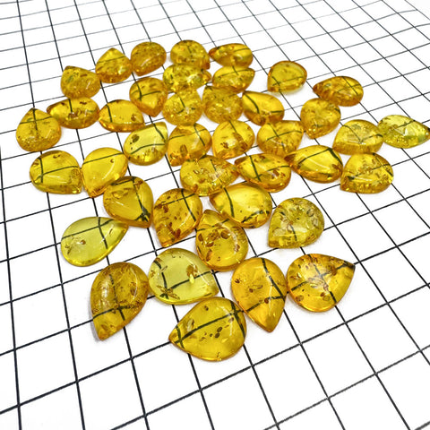 Lemon Amber Calibrated Drop Cabochons
