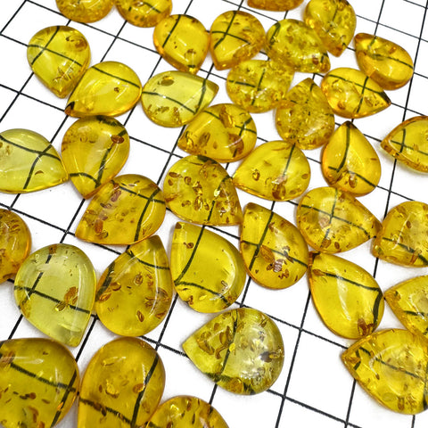 Lemon Amber Calibrated Drop Cabochons