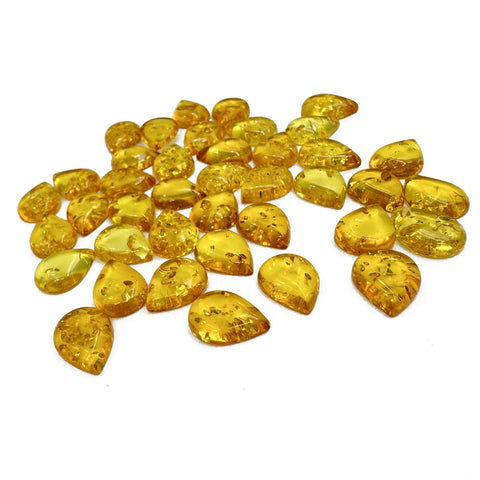 Lemon Amber Calibrated Drop Cabochons