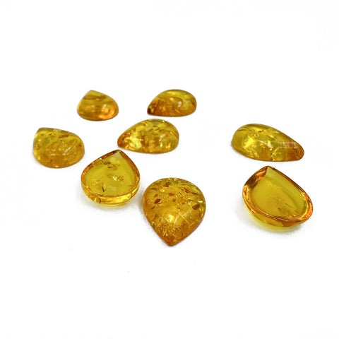Lemon Amber Calibrated Drop Cabochons