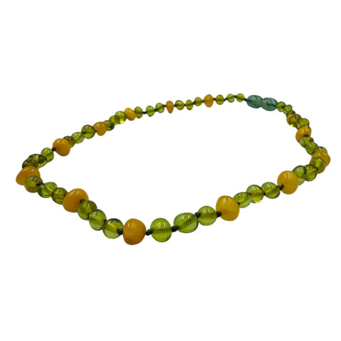 "KIDDO" Green & Milky Amber Baroque Beads Baby Necklace